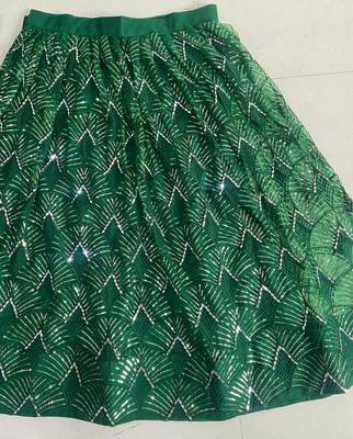Dark Green Heavy Embroidery Net Semi Stitch A Line Lehenga With Blouse 2