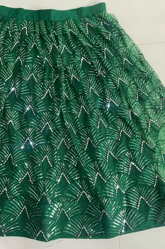 Dark Green Heavy Embroidery Net Semi Stitch A Line Lehenga With Blouse
