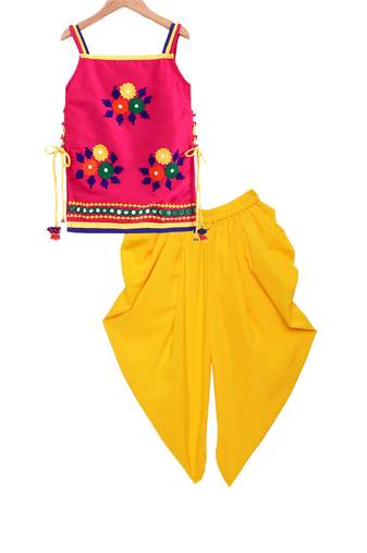 Twisha girls sleeveless top with dhoti-pink & yellow