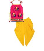 Twisha girls sleeveless top with dhoti-pink & yellow