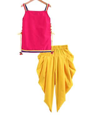 Twisha girls sleeveless top with dhoti-pink & yellow 2