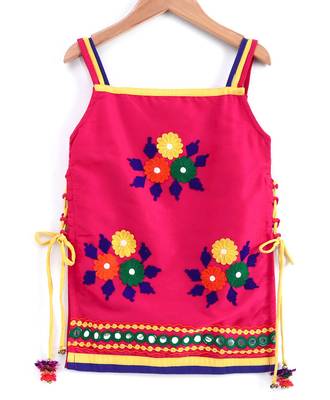 Twisha girls sleeveless top with dhoti-pink & yellow 3