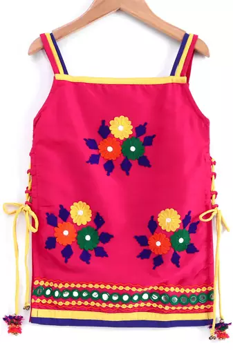 Twisha girls sleeveless top with dhoti-pink & yellow