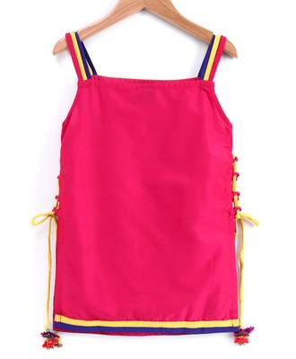 Twisha girls sleeveless top with dhoti-pink & yellow 4