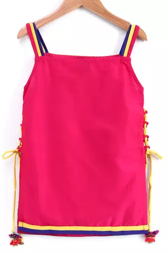 Twisha girls sleeveless top with dhoti-pink & yellow