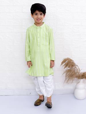 Twisha boys full sleeve kurta & dhoti pant set - yellow & off white 1