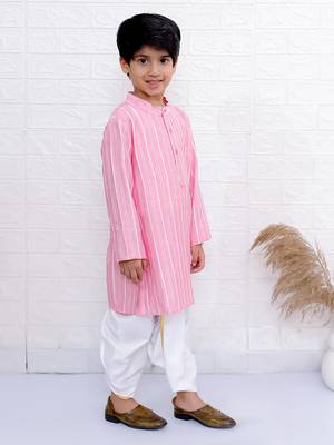 Twisha boys full sleeve kurta & dhoti pant set- baby pink & off white 4
