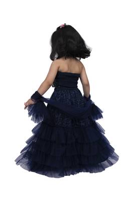 Twisha girls frill halter neck top with frilled ghaghra-navy blue 2