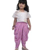 Twisha strappy draped top with dhoti-white and pink