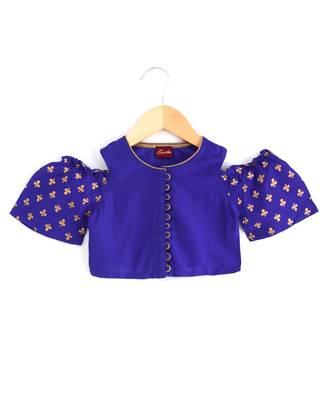 Twisha girls cold shoulder top & printed dhoti pants - blue & pink 3