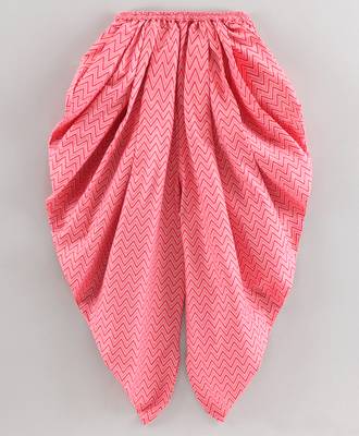 Twisha girls pure cotton printed knitted top & dhoti pants - black & coral 4