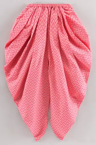 Twisha girls pure cotton printed knitted top & dhoti pants - black & coral