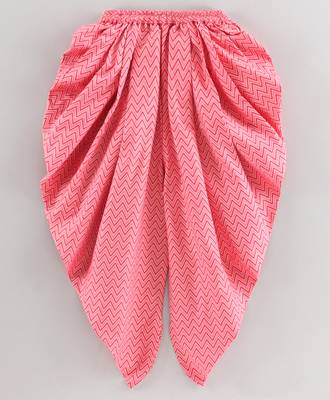 Twisha girls pure cotton printed knitted top & dhoti pants - black & coral 5