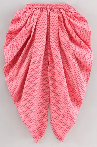 Twisha girls pure cotton printed knitted top & dhoti pants - black & coral