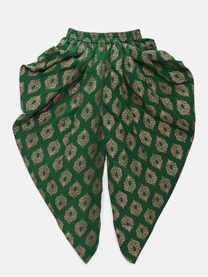 Twisha girls stylish brocade shoulder tie up choli with designer dhoti - pink & green 5