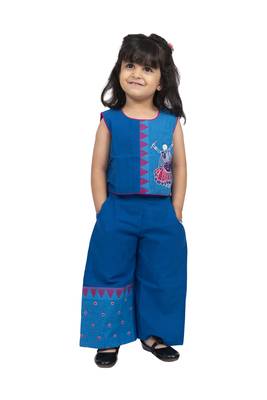 Twisha round neck sleeveless top with palazzo-blue 1