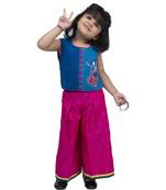 Twisha round neck sleeveless top with palazzo-blue and pink