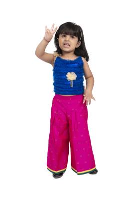 Twisha strappy frilled top with palazzo-blue & pink 1