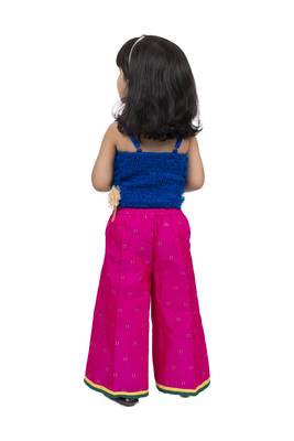 Twisha strappy frilled top with palazzo-blue & pink 2