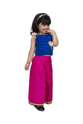 Twisha strappy frilled top with palazzo-blue & pink 5