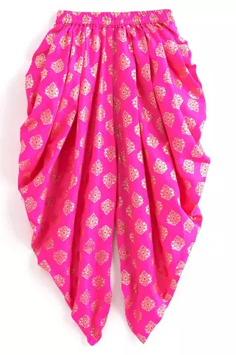 Twisha girls cold shoulder top & printed dhoti pants - blue & pink