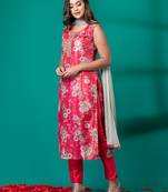 Ruh women's traditional silk blend kurti pant with dupatta