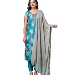 Ruh women's traditional silk blend kurti pant with dupatta
