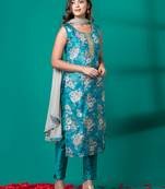 Ruh women's traditional silk blend kurti pant with dupatta