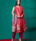 Ruh women's traditional silk blend kurti pant with dupatta