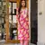 Magenta printed cotton round neck kurta sets
