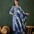 Navy blue printed cotton v neck kurta sets