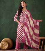 Wine printed cotton v neck kurta sets