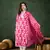 Pink printed cotton round neck kurta sets