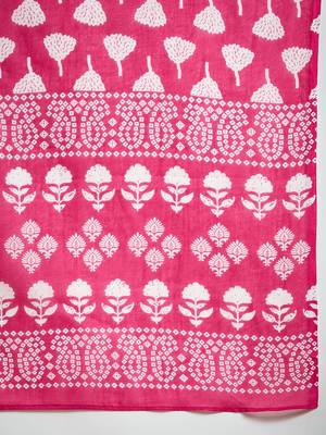 Pink printed cotton round neck kurta sets 5