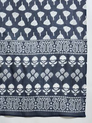 Navy blue printed cotton round neck kurta sets 5