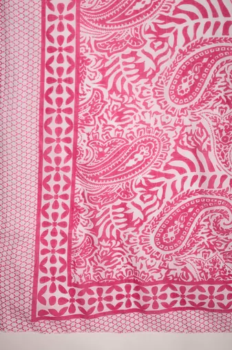 Pink printed cotton round neck kurta sets