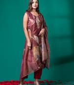 Ruh women's traditional silk blend kurti pant with dupatta