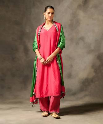 Savi kurta set with dupatta - pink 1