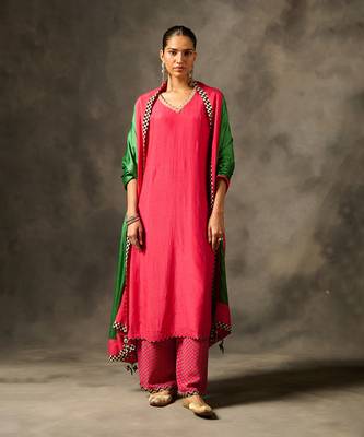 Savi kurta set with dupatta - pink 2