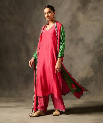 Savi kurta set with dupatta - pink 4