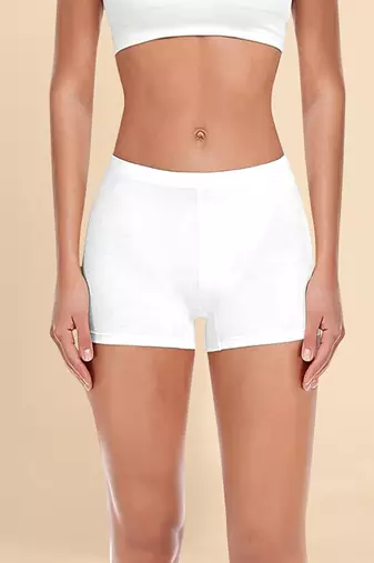 White Solid Nylon Soft Shorts Shape Wear for Women