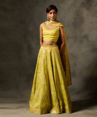 Laya lehenga set with dupatta - green 1