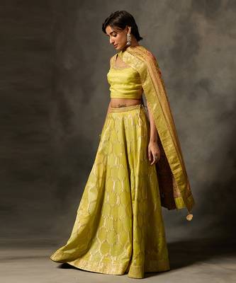 Laya lehenga set with dupatta - green 2