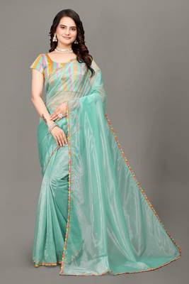 Peppermint hot fix diamond work emblished jimmy choo saree with blouse (un-stitched) 3
