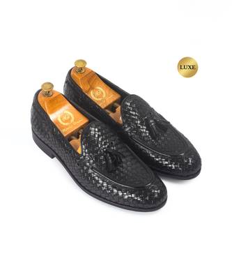 Woven leather tassel slipons 3
