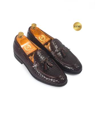 Woven leather tassel slipons 4