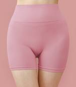 Trendmalls Pink Solid Nylon Soft Short Saree Dress Shape Wear for Women