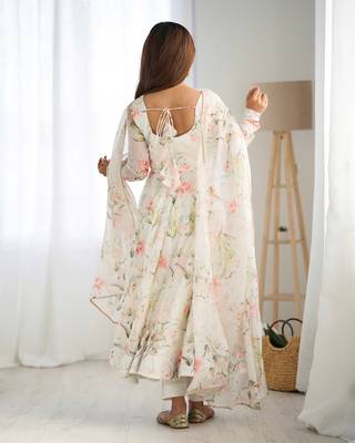 PURE SOFT ORGANJA SILK FABRIC FULLY FLAIR KALI PATTERN AND CANVAS PATTA WITH DUPPTA SET,PENT READY TO WEAR 4
