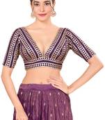 Wine Silk Printed Readymade Blouse