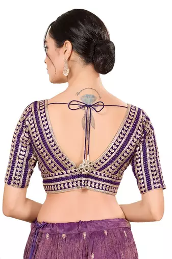 Wine Silk Printed Readymade Blouse